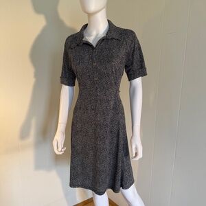 Land's End Collared, Gold Button, Houndstooth, Black and White, PM dress